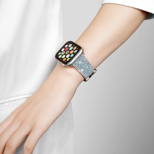 Kellarihm Apple Watch 384041mm silikoonist ja kunstnahast sadelev sinine 8