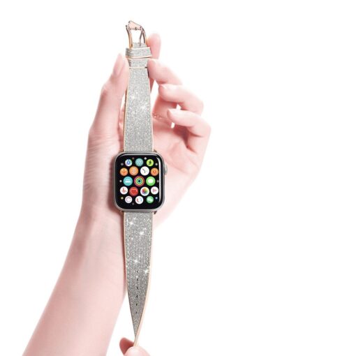 Kellarihm Apple Watch 384041mm silikoonist ja kunstnahast sadelev valge 9