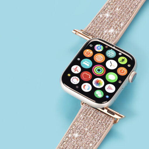 Kellarihm Apple Watch 424445mm silikoonist ja kunstnahast sadelev kuldne 10
