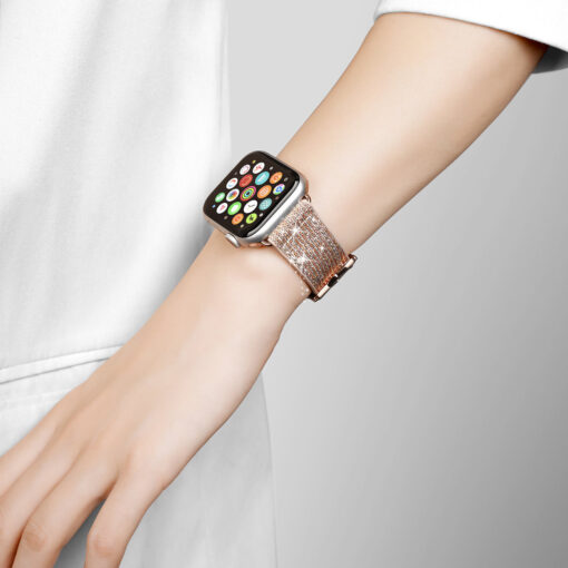 Kellarihm Apple Watch 424445mm silikoonist ja kunstnahast sadelev kuldne 13