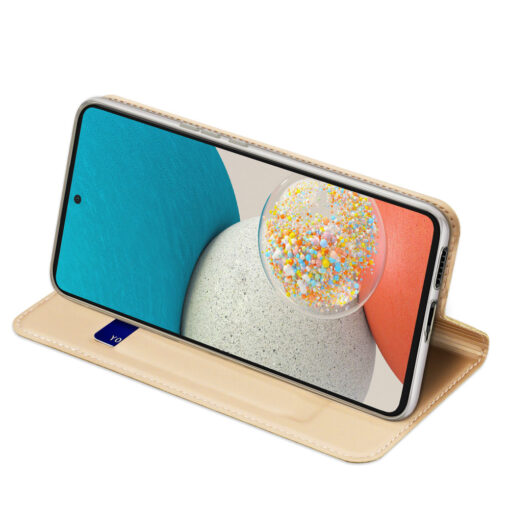Samsung A53 5G kaarditaskuga kaaned kunstanahast Dux Ducis Skin Pro kuldne 4