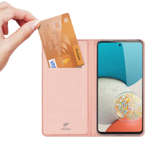 Samsung A53 5G kaarditaskuga kaaned kunstanahast Dux Ducis Skin Pro roosa 1