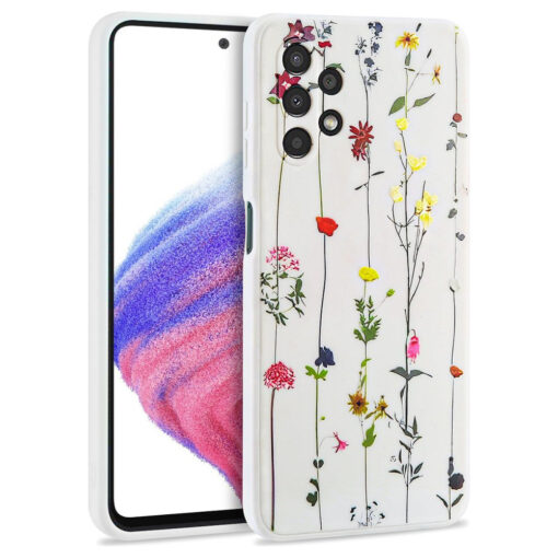 Samsung A53 umbris silikoonist valge lillekestega 2