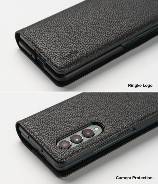 Samsung Galaxy Z Fold 3 Ringke Folio Signature nahast kaaned must 5