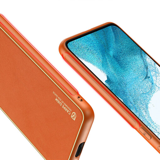 Samsung S22 PLUS umbris Dux Ducis Yolo elegant kunstnahast ja silikoonist servadega oranz 6