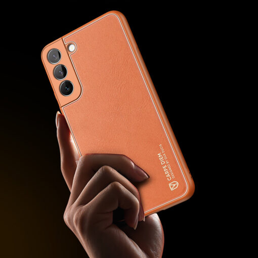 Samsung S22 PLUS umbris Dux Ducis Yolo elegant kunstnahast ja silikoonist servadega oranz 7