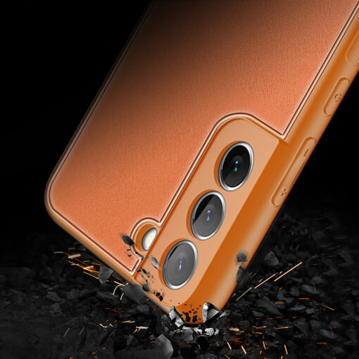 Samsung S22 PLUS umbris Dux Ducis Yolo elegant kunstnahast ja silikoonist servadega oranz 9