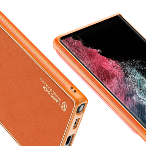 Samsung S22 ULTRA umbris Dux Ducis Yolo elegant kunstnahast ja silikoonist servadega oranz 6