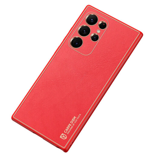 Samsung S22 ULTRA umbris Dux Ducis Yolo elegant kunstnahast ja silikoonist servadega punane 3