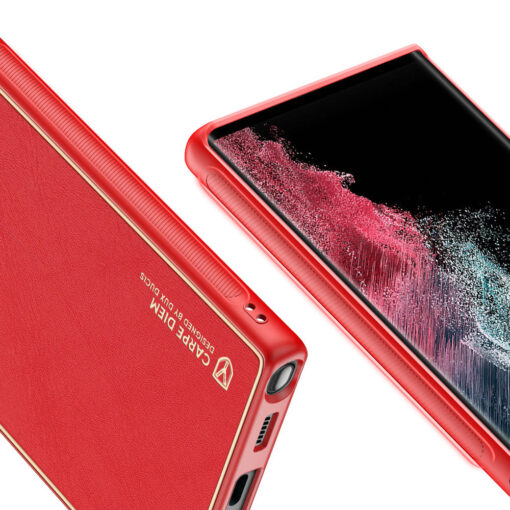 Samsung S22 ULTRA umbris Dux Ducis Yolo elegant kunstnahast ja silikoonist servadega punane 6