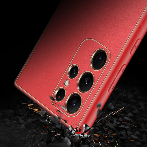 Samsung S22 ULTRA umbris Dux Ducis Yolo elegant kunstnahast ja silikoonist servadega punane 9
