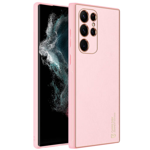 Samsung S22 ULTRA umbris Dux Ducis Yolo elegant kunstnahast ja silikoonist servadega roosa 2