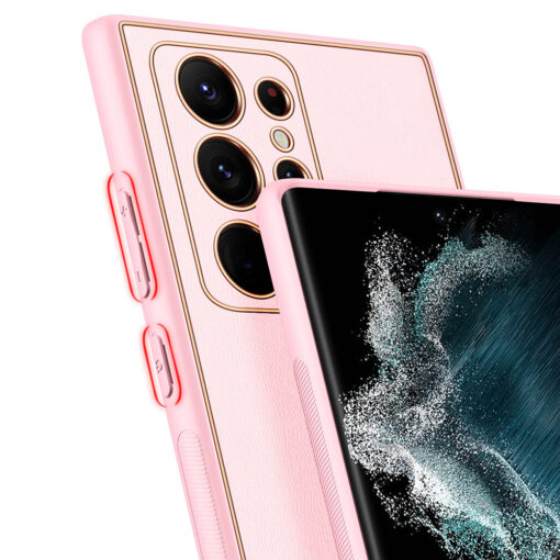 Samsung S22 ULTRA umbris Dux Ducis Yolo elegant kunstnahast ja silikoonist servadega roosa 5