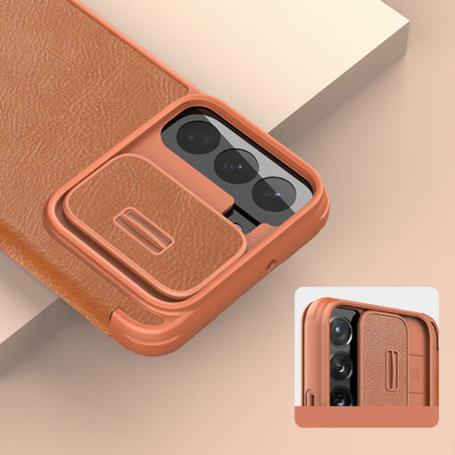 Samsung S22 kaaned kaamera kaitsega Nillkin Qin Leather Pro nahast pruun 9