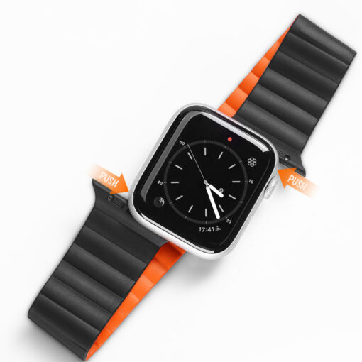Kellarihm Apple Watch 424445mm Magnetiga sulguv rihm must oranz 10