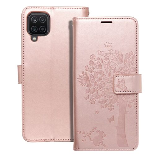 Samsung A12 kaaned kunstnahast kaarditaskuga MEZZO puu roosa