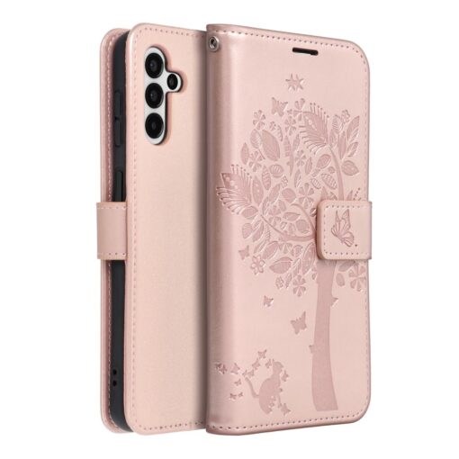 Samsung A13 4G kaaned kunstnahast kaarditaskuga MEZZO puu roosa 1