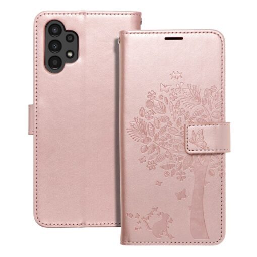 Samsung A13 4G kaaned kunstnahast kaarditaskuga MEZZO puu roosa
