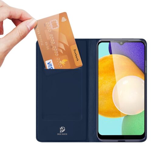 Samsung A13 kaaned kaarditaskuga kunstnahast dux ducis skin pro sinine 7