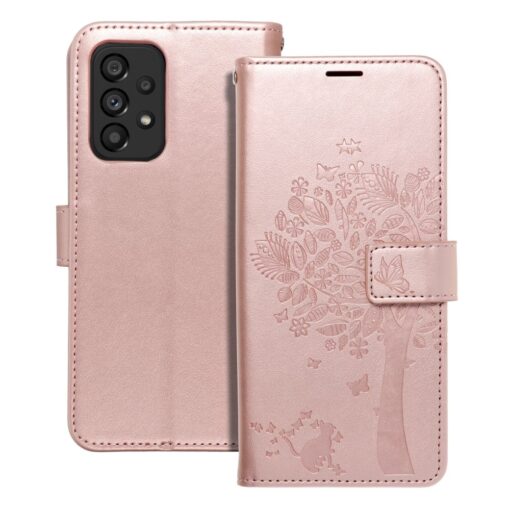 Samsung A53 5G kaaned kunstnahast kaarditaskuga MEZZO puu roosa