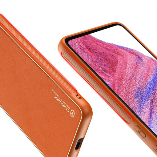 Samsung A53 umbris Dux Ducis Yolo elegant kunstnahast ja silikoonist servadega oranz 4