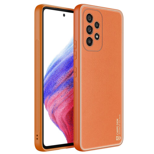 Samsung A53 umbris Dux Ducis Yolo elegant kunstnahast ja silikoonist servadega oranz