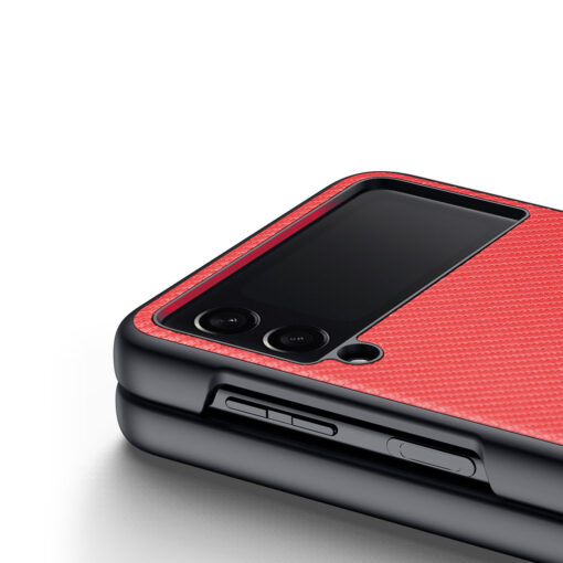 Samsung Galaxy Z Flip 3 umbris nailonist taguse ja silikoonist raamiga Dux Ducis Fino punane 4