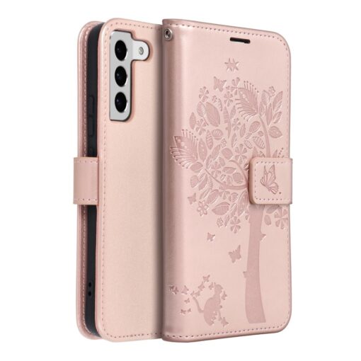 Samsung S22 PLUS kaaned kunstnahast kaarditaskuga MEZZO puu roosa 1