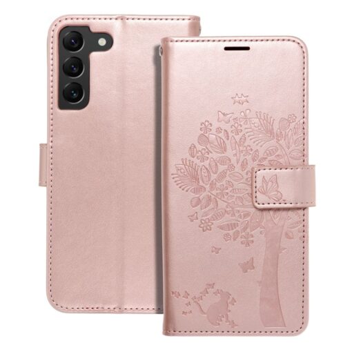 Samsung S22 PLUS kaaned kunstnahast kaarditaskuga MEZZO puu roosa