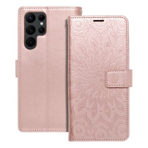 Samsung S22 ULTRA kaaned kunstnahast kaarditaskuga MEZZO mandala roosa