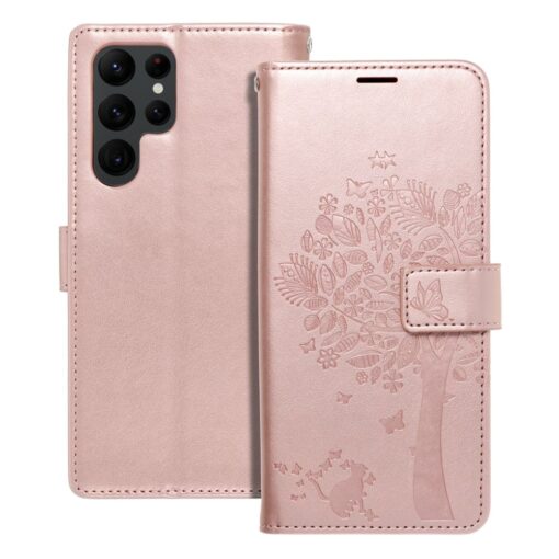 Samsung S22 ULTRA kaaned kunstnahast kaarditaskuga MEZZO puu roosa