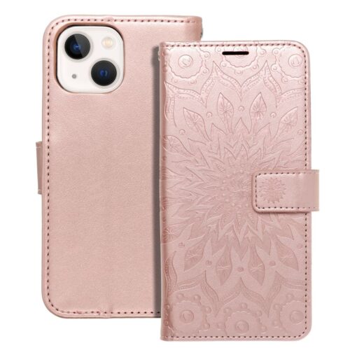iPhone 13 MINI kaaned kunstnahast kaarditaskuga MEZZO mandala roosa
