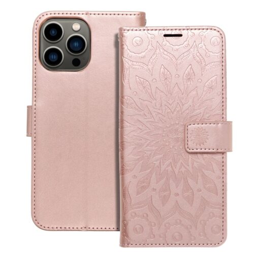 iPhone 13 PRO MAX kaaned kunstnahast kaarditaskuga MEZZO mandala roosa