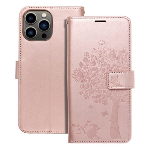 iPhone 13 PRO MAX kaaned kunstnahast kaarditaskuga MEZZO puu roosa