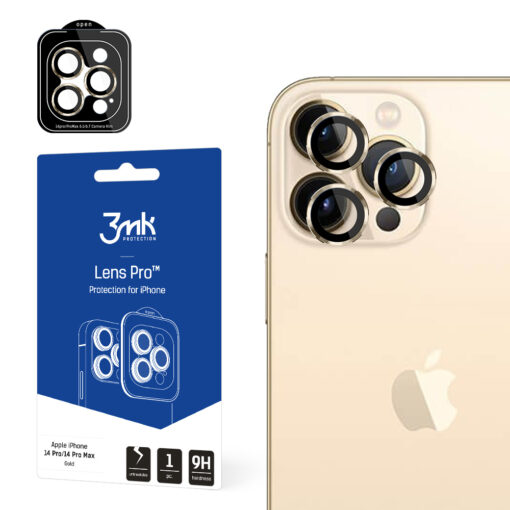 Apple iPhone 14 PRO 14 PRO MAX kaamera objektiivide kaitse 3mk Protection Pro Kuldne 1