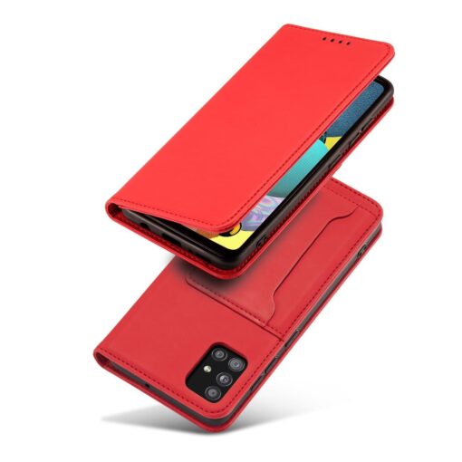 Samsung A12 kaaned kunstnahast kaarditaskutega punane 1