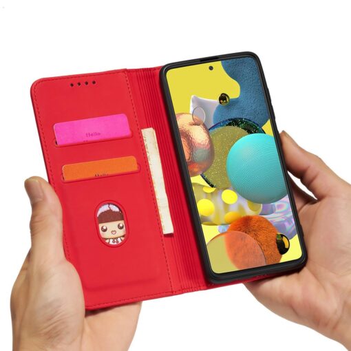 Samsung A12 kaaned kunstnahast kaarditaskutega punane 12