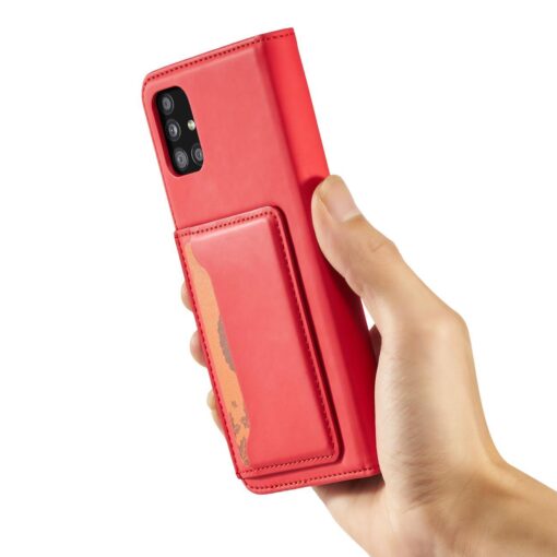 Samsung A12 kaaned kunstnahast kaarditaskutega punane 13