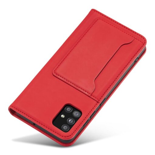 Samsung A12 kaaned kunstnahast kaarditaskutega punane 6