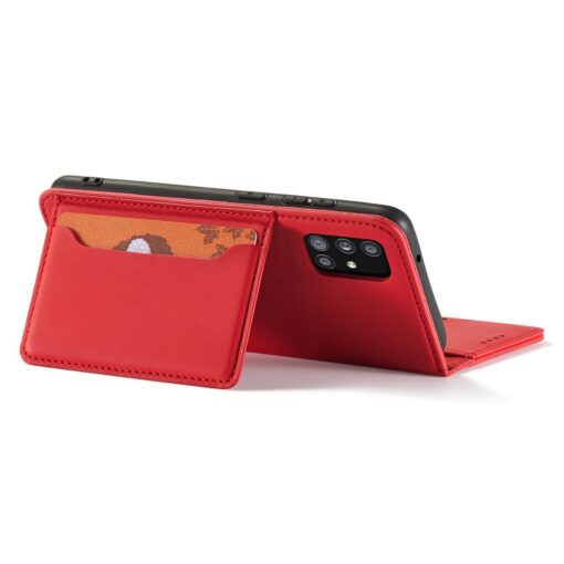 Samsung A12 kaaned kunstnahast kaarditaskutega punane 8