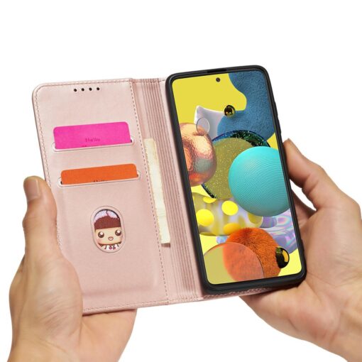 Samsung A12 kaaned kunstnahast kaarditaskutega roosa 11