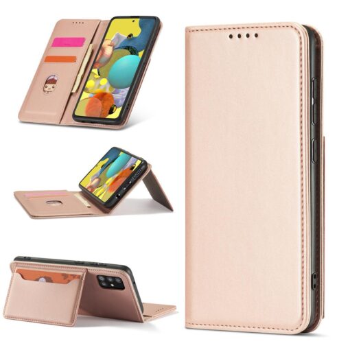 Samsung A12 kaaned kunstnahast kaarditaskutega roosa 2