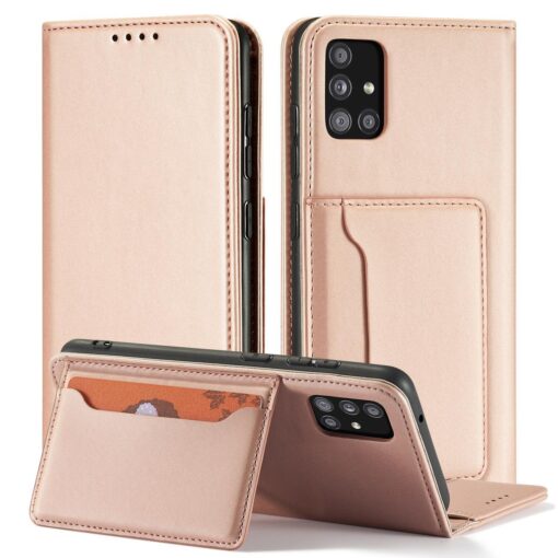 Samsung A12 kaaned kunstnahast kaarditaskutega roosa 3