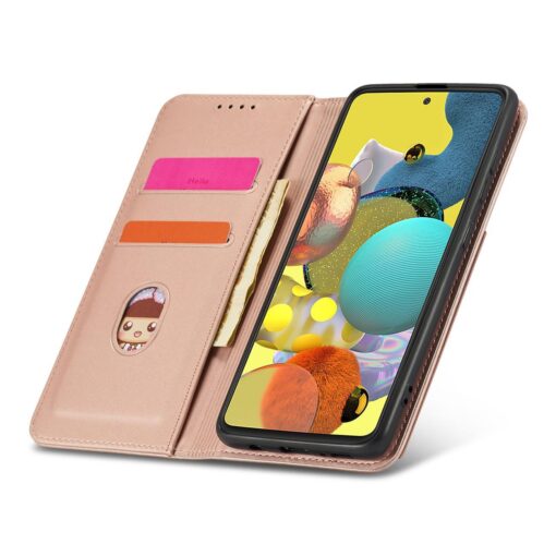 Samsung A12 kaaned kunstnahast kaarditaskutega roosa 9
