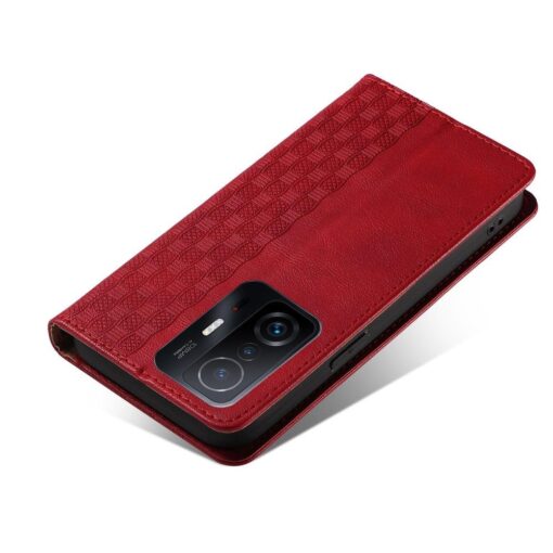 Samsung A12 kaaned mustriga kunstnahast kaarditaskuga punane 1