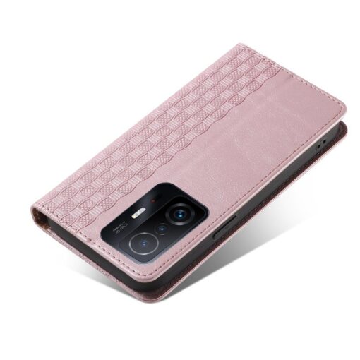 Samsung A12 kaaned mustriga kunstnahast kaarditaskuga roosa 2