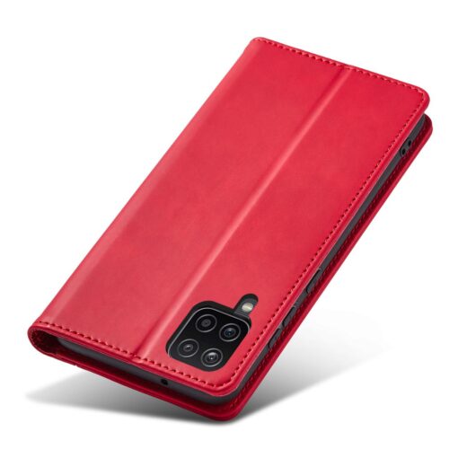 Samsung A12 kaaned vintage kunstnahast kaarditaskuga punane 3