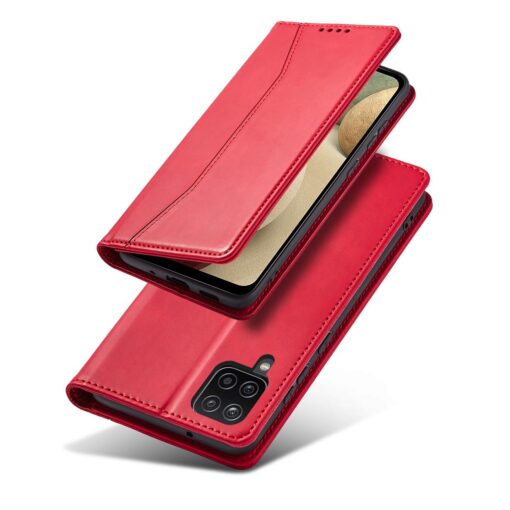Samsung A12 kaaned vintage kunstnahast kaarditaskuga punane 6
