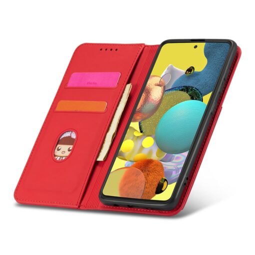 Samsung A52 A52S kaaned kunstnahast kaarditaskutega punane 11