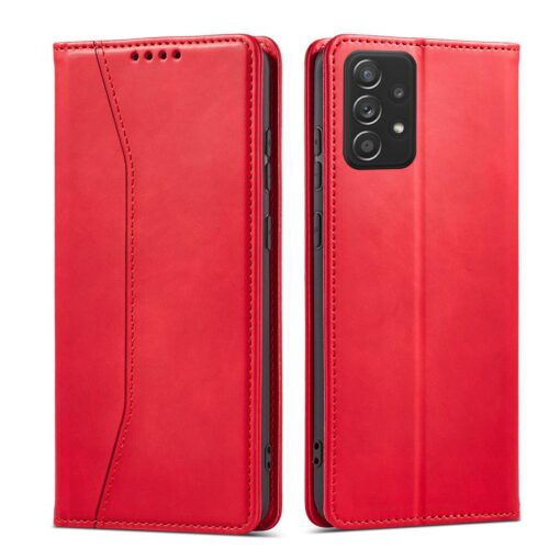 Samsung A52 A52S kaaned vintage kunstnahast kaarditaskuga punane
